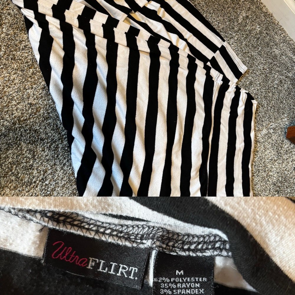 Ultra Flirt Monochrome Striped Maxi Dress